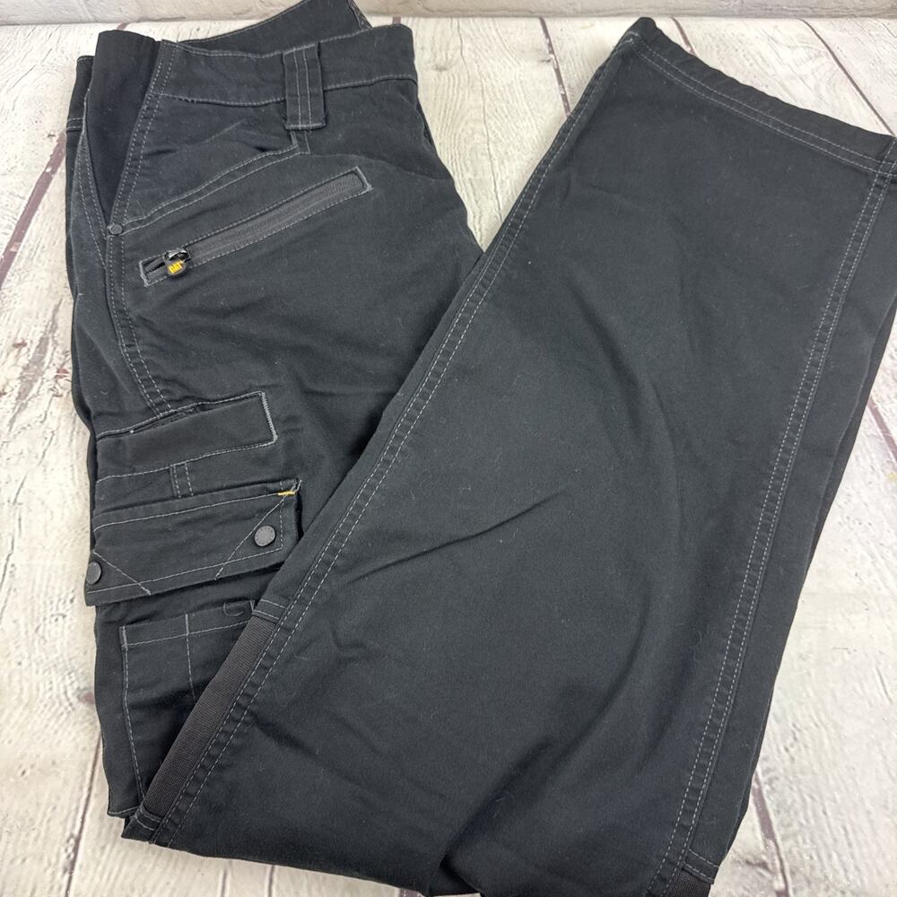 CAT Pants Mens 32/34 Black Cargo Workwear Outdoor Utility Technical